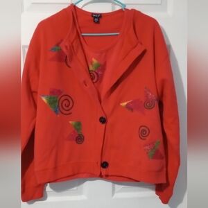 Enza Women's Vibrant Orange 2pc Set Sweatshirt